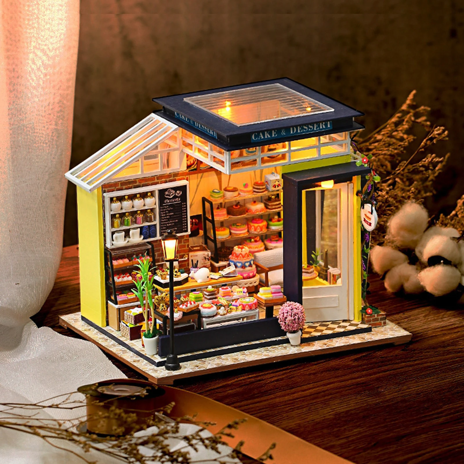 LED Miniature DollHouse Baking Shop Kit for Kids Romantic Gift 6+ Years Old LED Miniature DollHouse Baking Shop Kit for Kids Romantic Gift 6+ Years Old