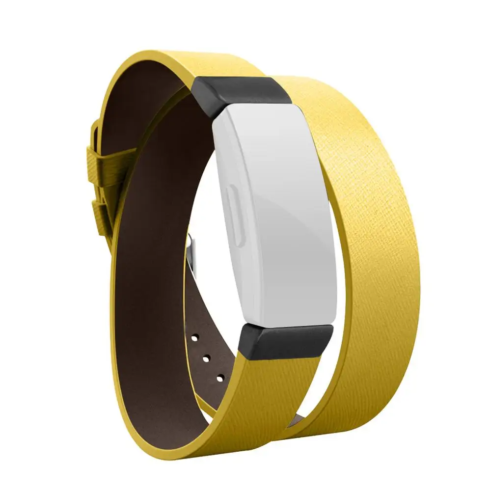 Двойной тур кожаный ремешок для часов Браслет для Fitbit Inspire/Inspire HR унисекс подарок для друга роскошный ремешок для часов длинный ремешок - Цвет ремешка: Yellow