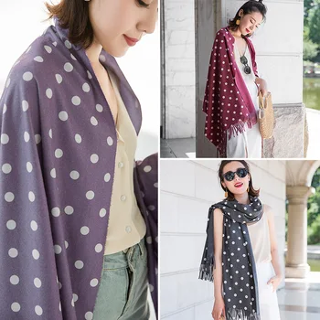 

2020 new wave point imitation cashmere 70*200cm ladies scarf autumn and winter thick double-sided retro outside shawl dual-use