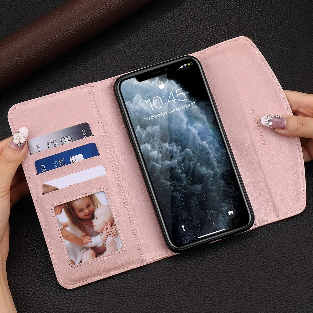 Чехол LAPONUT для Iphone 11 12 Mini Pro Xr Xs Max X 8 7 Plus 6 s SE2020 кожаный держатель карт сумочка