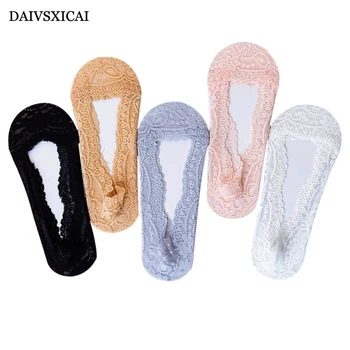 

4Pair/lot=8pieces Shallow Mouth Invisible Lace Female Boat Socks Summer Silicone Low Cut Socks Fashion Women