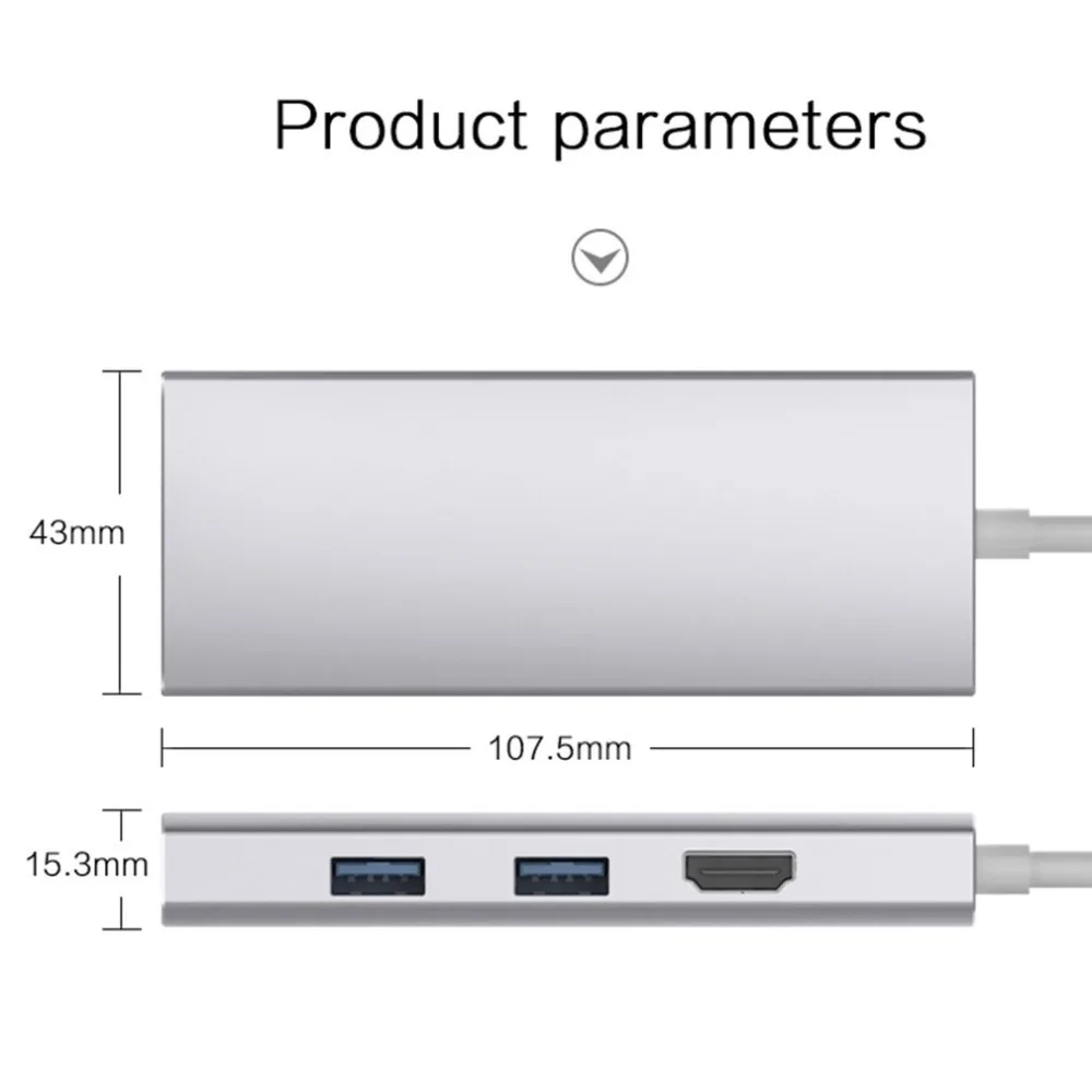 Алюминий 7-в-1 Тип usb-C адаптер Тип с разъемами типа C и конвертер мультимедийного интерфейса высокой четкости надежная цифровая устройство для считывания с tf-карт Многофункциональный usb-хаб