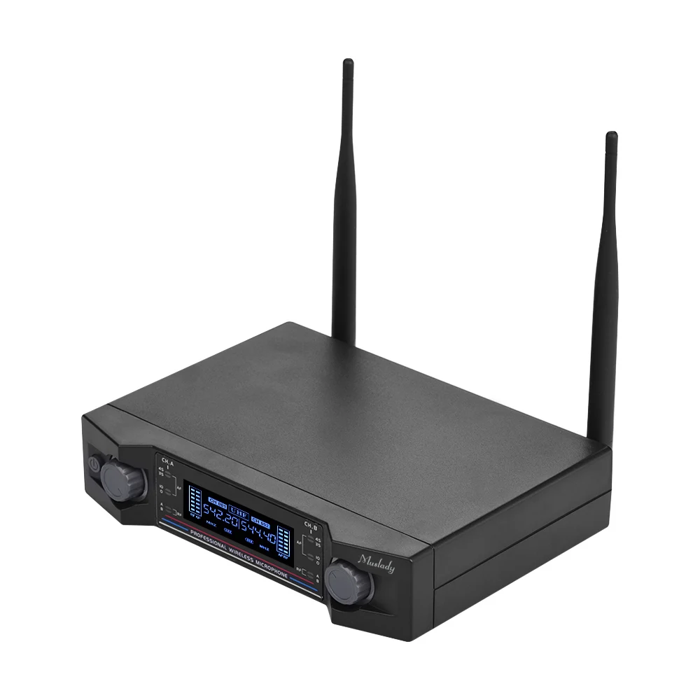 

Muslady U2 UHF Wireless Microphone System 2 Handheld Mics & 1 Receiver with LCD Display for Karaoke Home Entertainment
