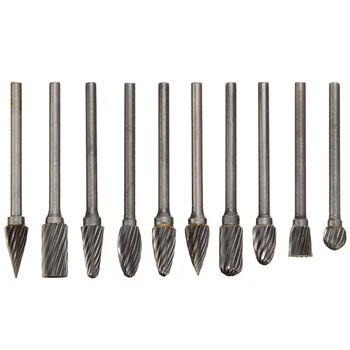 

10Pcs Tungsten Steel Solid Carbide Cutter Rotary File Woodworking Milling Cutter For CNC Engraving Tool Bit