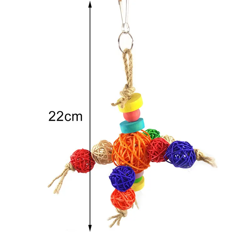 color Игрушки для домашних животных, попугай, забавные птицы из ротанга, качающийся шар, игрушка из ротанга, гирлянда, рождественские подвесные аксессуары для скалолазания, подвесная игрушка для клетки - Цвет: color