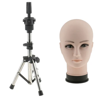 

Bald Mannequin Head Male Professional Cosmetology for Wig Making, Display Wigs, Eyeglasses, Hairs with Tripod Stand