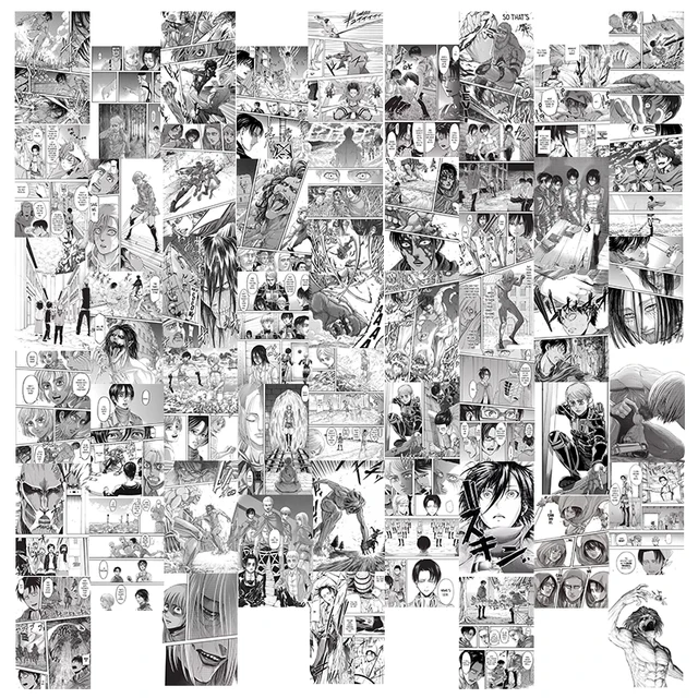 50Pcs Attack on Titan Anime Panel Wall Collage Kit Sticker for Teens Manga Aesthetic Picture Decor Dorm Home Bedroom Living