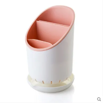 Пластиковые палочки со сливными отверстиями ложки стеллаж корзинка для палочек для еды Многофункциональные кухонные столовые приборы стеллаж для хранения емкость для палочек для еды - Цвет: Розовый