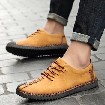 

Moccasins Breathable Slip On Lace Up Driving Shoes Big Size 38-48 Cow Suede Leather Men Casual Shoes Brand Mens Loafers