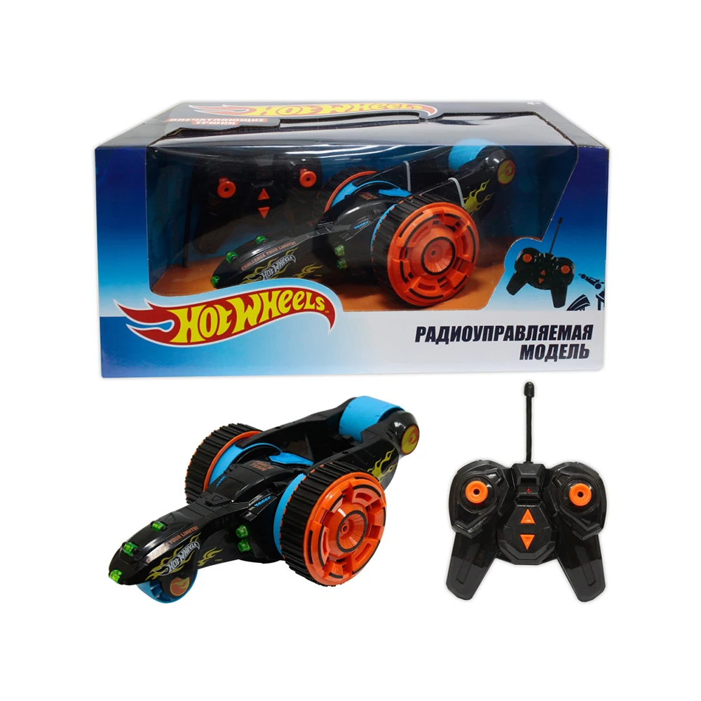 Hot Wheels трюковая трёхколёсная machine-перевёртыш on RC 27MHz rotate 360 ° with light black toys for boys