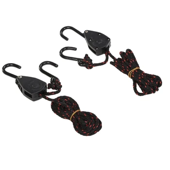 

2Pcs Pulley Ratchet Kayak and Canoe Boat Stern Rope Lock Strap 1/8 Inch Adjustable Rope Hanger-ABLD