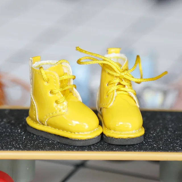 Zapatillas De Cuero Brillante Para Muñecas De 18 Pulgadas (45 Cm) - Color Amarillo, Para American Girl, Our Generation