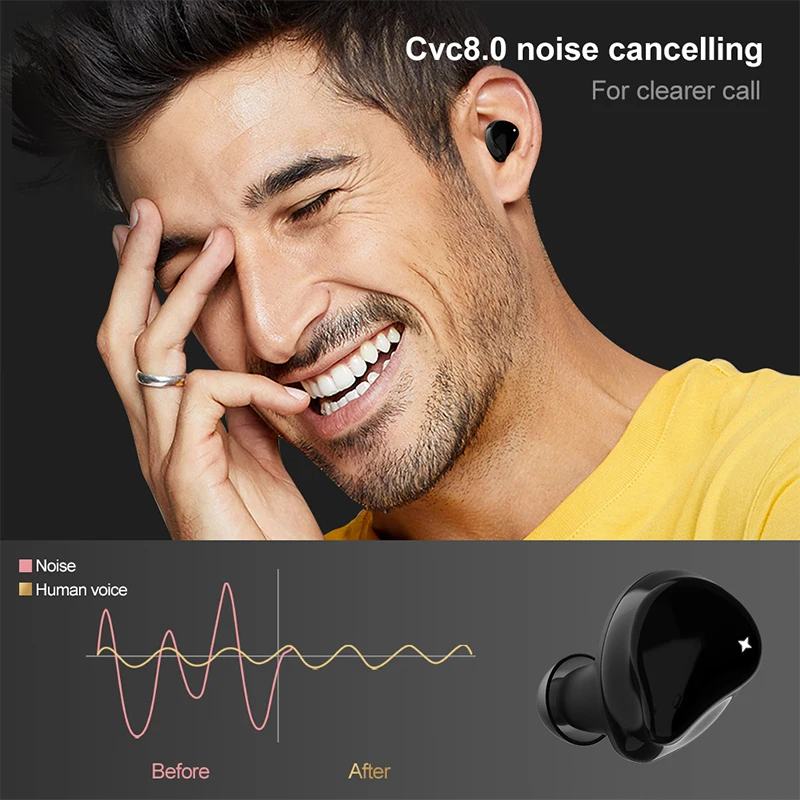 New QCC3020 Wireless Earphones Aptx True TWS Bluetooth 5.0 Wireless Music Headsets CVC 8.0 Noise Cancelling HD Earbuds With Mic
