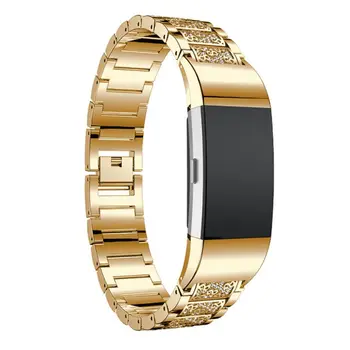 

High End Watch Bands Metal Strap With Rhinestone Replacement Bracelet For Fit bit Charge 2