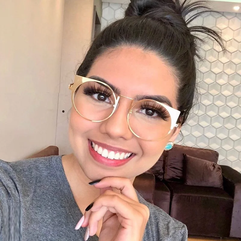 Модные оправы для очков TR90 с пружинными петлями женские металлические Золотые