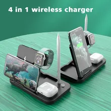 

15W 4 In 1 Qi Wireless Charger Fast Charging Stand for iPhone 11 12 Samsung Xiaomi Smartphone Watch Earphone Chargers with Cable