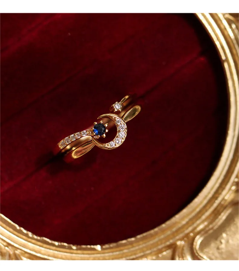 Leouerry, 925 пробы, серебряные, женские, Лунная звезда, голубой циркон, открытые кольца, женские, элегантные, CZ, лунные кольца на палец, для свадьбы, ювелирные изделия