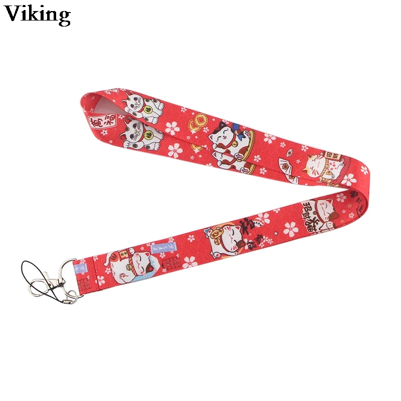 

Cute Cat Printing Lanyard For keys Phone Printing Phone Holder Neck Straps With Keyring ID Card USB Neck Strap Hang Rope G0332
