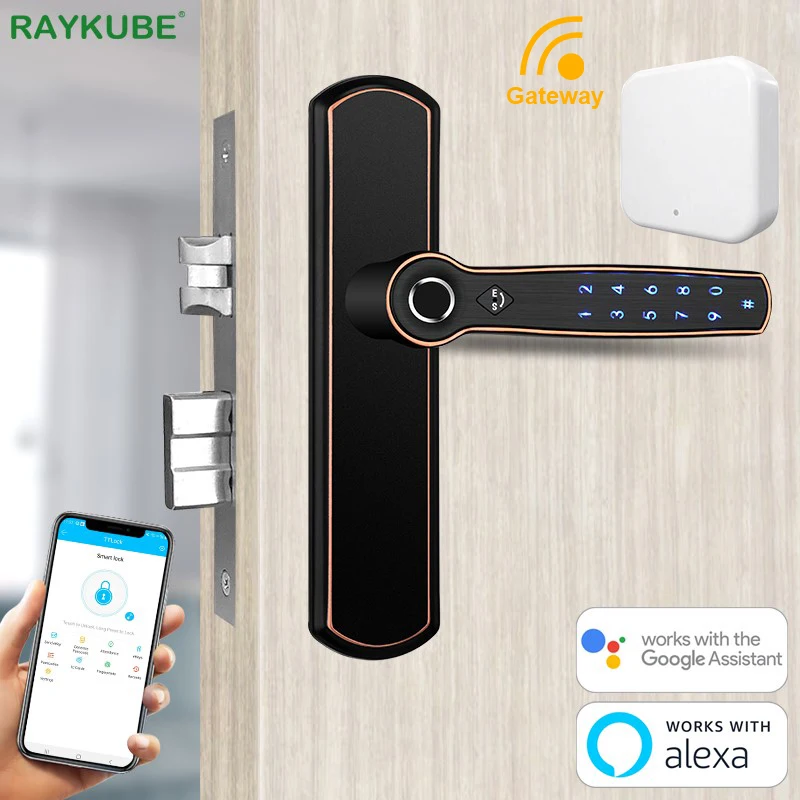RAYKUBE дверной замок с отпечатком пальца умный Bluetooth TT шлюзом Wifi Удаленная