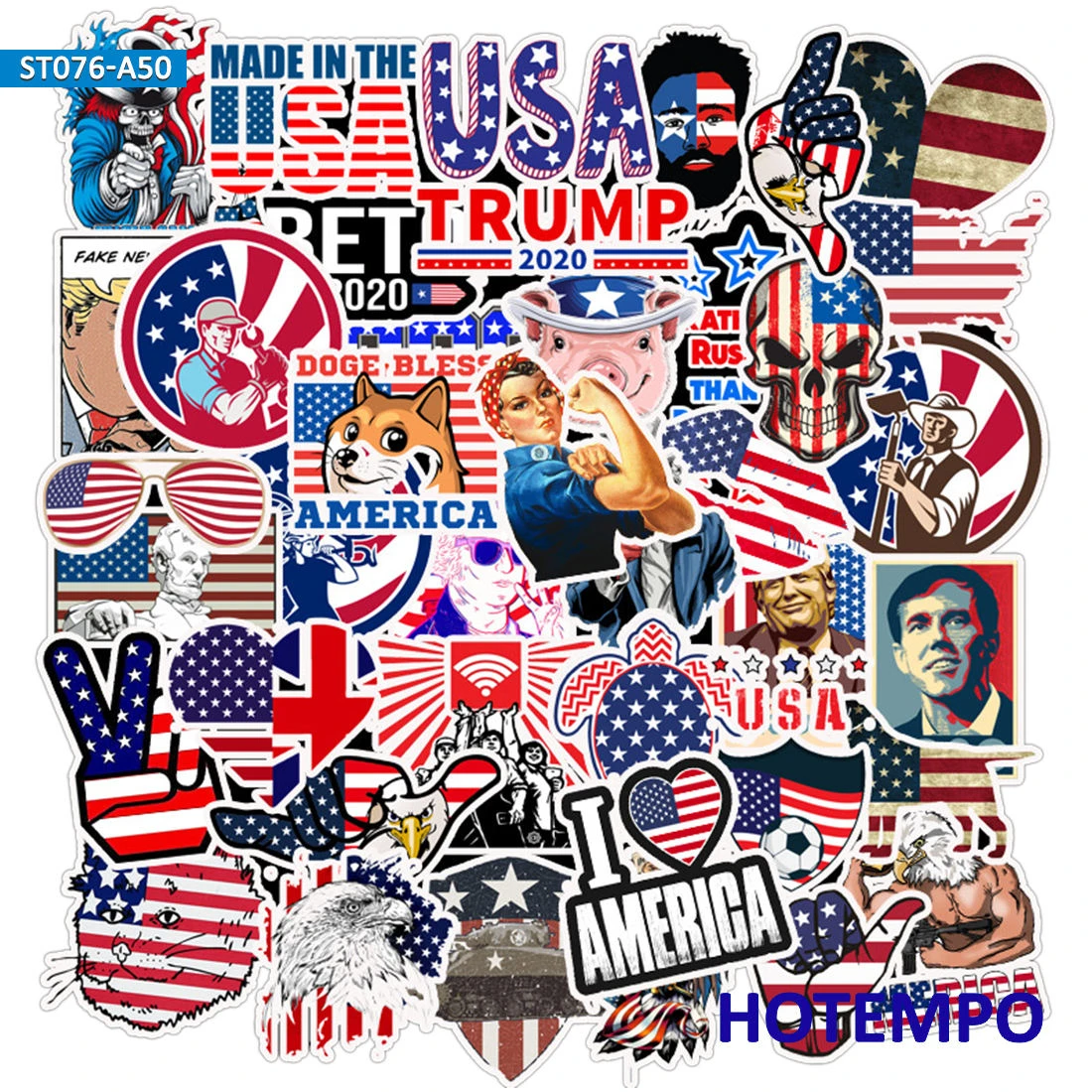 2020 50pcs Pro President Trump 2020 Campaign Stickers For Car Laptop Suitcase