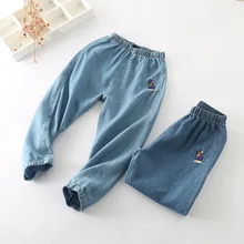 Г. Новые летние товары, Детские противомоскитные штаны с вышивкой в виде мультяшного щенка детские джинсы из тенселя в Корейском стиле