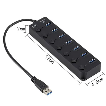 

best selling 2019 products USB Hub 3.0 High Speed 7 Port Splitter On/Off Switch AC Power Adapter For Plus for wearable devices