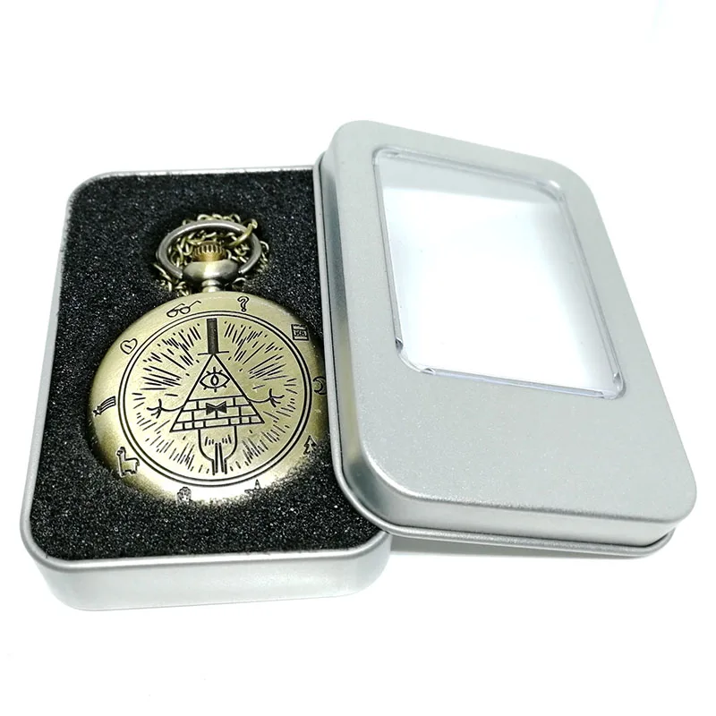 Bronze with Box Модные шифр счета гравитационные падения цвет кварцевые карманные часы аналоговый кулон ожерелье мужские и женские часы цепочка подарок Montre Reloj - Цвет: Bronze with Box