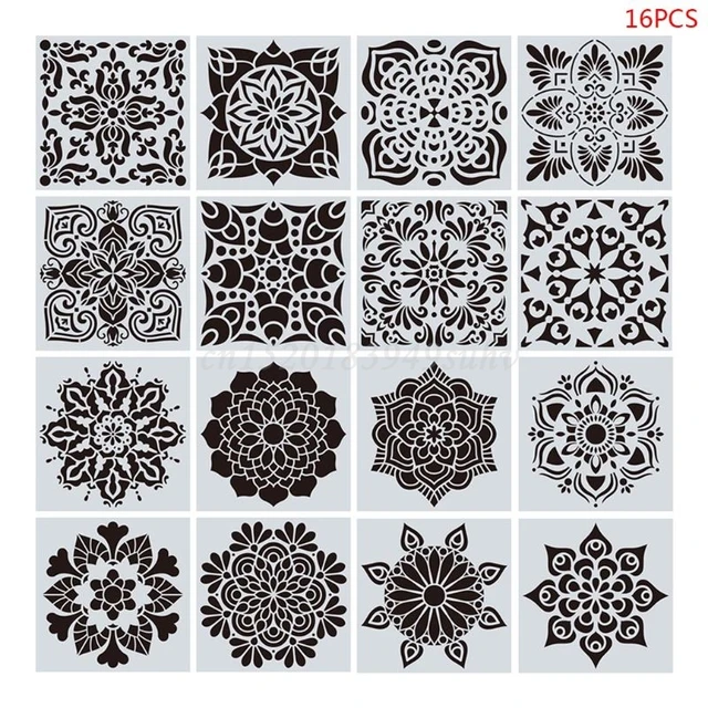 8PCS Drawing Stencils Stencils for Painting On Wood Hollow Mandala