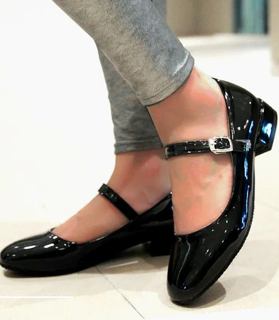 ankle strap block heel flats