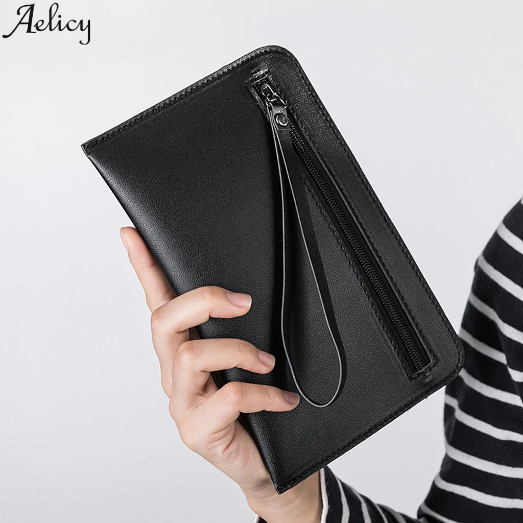 Женский Кожаный Клатч Aelicy кошельки на молнии с монетницей визитница