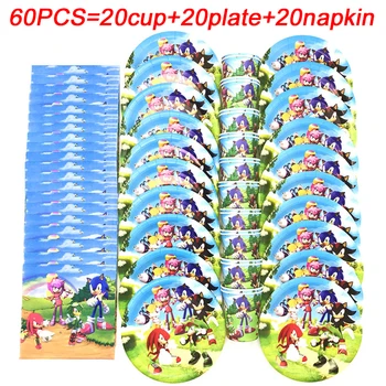 

Sonic The Hedgehog Theme Boys Birthday Party Paper Cups+Plates+Napkins Event Party Paper Tableware Set Sonic The Hedgehog Supply