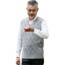 YJMY внутренний монгольский кашемировый свитер Мужской Ребристый v-образный вырез подол Весна Осень Аргайл кабель вязать в магазине Slava