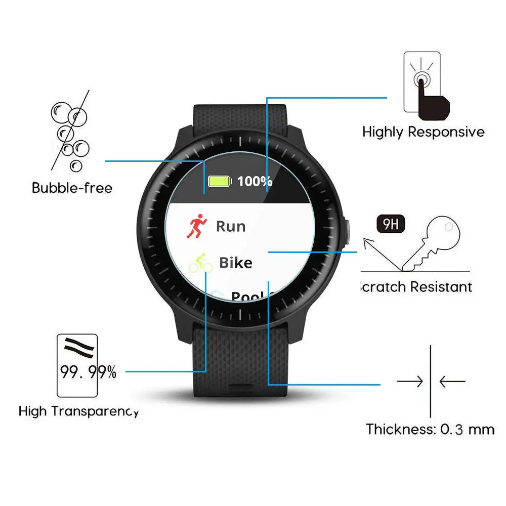 Ультрапрозрачное закаленное стекло для Garmin Vivoactive 3 защитный чехол для экрана Защитная пленка для часов Vivoactive 3 крышка дисплея