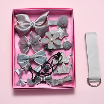 

18 Piece hair clip set ，Cute cartoon hair accessories，Girl head rope bow flower animal headwear， Elastic hair band hair ring