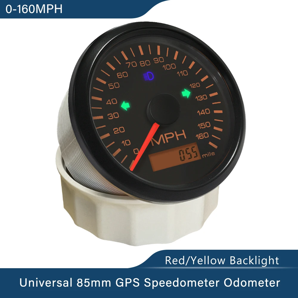 Universal 0 160MPH GPS Speedometer Adjustable Odometer 85mm with