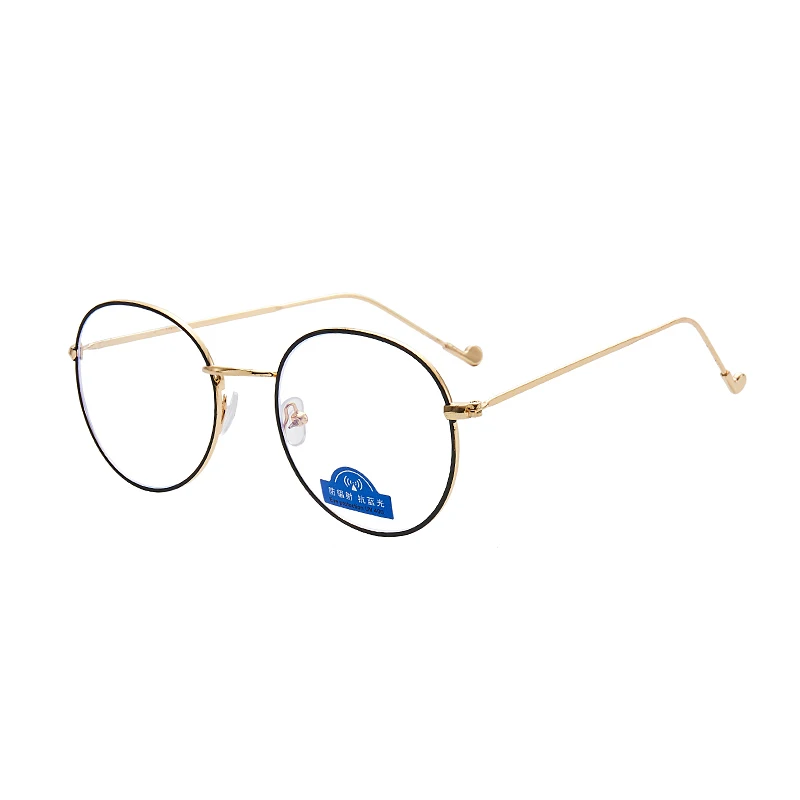 New Men Vintage Anti Blue light Glasses Frame Round Women Lens Myopia Optical Mirror Simple Metal Anti-blue Clear Eyewear