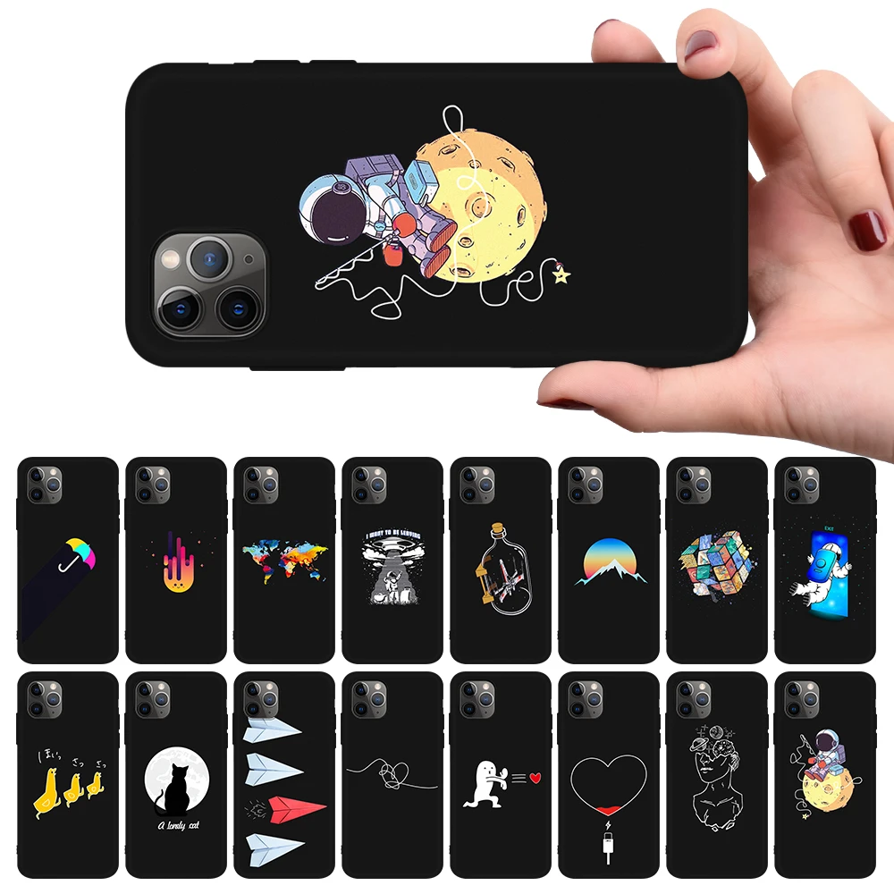 Черный чехол для телефона с принтом iPhone 11 Pro Max 7 8 X XS XR силиконовый мягкий ТПУ