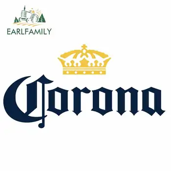 

EARLFAMILY 13cm x 6.8cm for Corona Beer Creative Car Sticker Vinyl Camper DIY Occlusion Scratch Custom Printing Decal for JDM