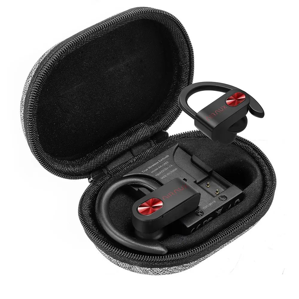Черный BlitzWolf AIRAUX AA-UM2 TWS спортивные стерео Hi-Fi наушники bluetooth5.0 Ушные крючки спортивные наушники с тесьмой зимние парусиновые зарядный чехол - Цвет: Черный