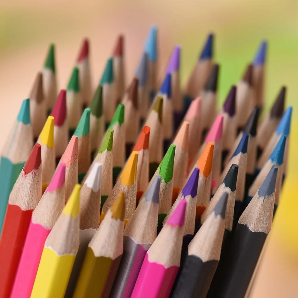 

48-Count Artist Colored Pencils Set Portable Slot Case Sharpener Sharpener Blending Brush Coloring Book Soluable Student Drawing