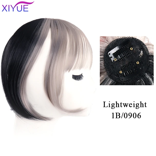 Black/Light Brown Clip In Hair Bangs Hairpiece Accessories Synthetic Fake Bangs Clip In Hair Extensions Clip In Hair Pieces WL31