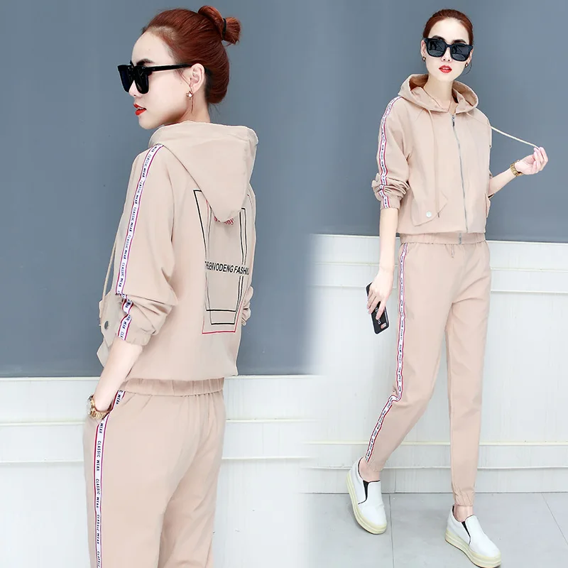 

Western Style Trousers Sleeve Casual Sports Wei Clothes Set Women's Spring And Autumn 2019 New Style Korean-style Trendy Two-Pie