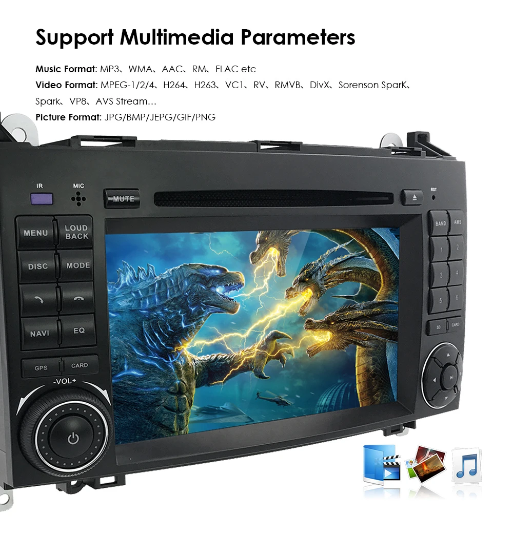 Perfect Car Multimedia Player GPS Android 9 2 Din DVD Automotivo For Mercedes/Benz/Sprinter/B200/B-class/W245/B170/W169 Radio DSP 4G+64G 22