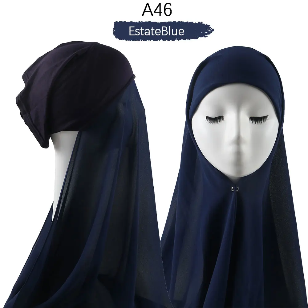 Women Muslim Instant Chiffon Hijab With Cap Underscarf Bonnet HIjabs  Scarf Islam Headscarf Headwrap Turbante