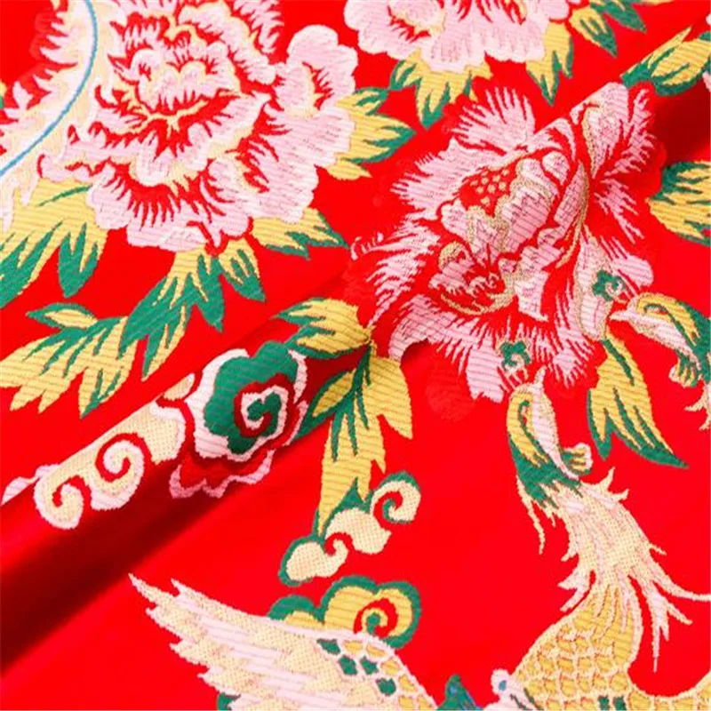 75x100 см Феникс дизайн фестиваль красная парча узор жаккард полиэстер ткани для подружки невесты платья