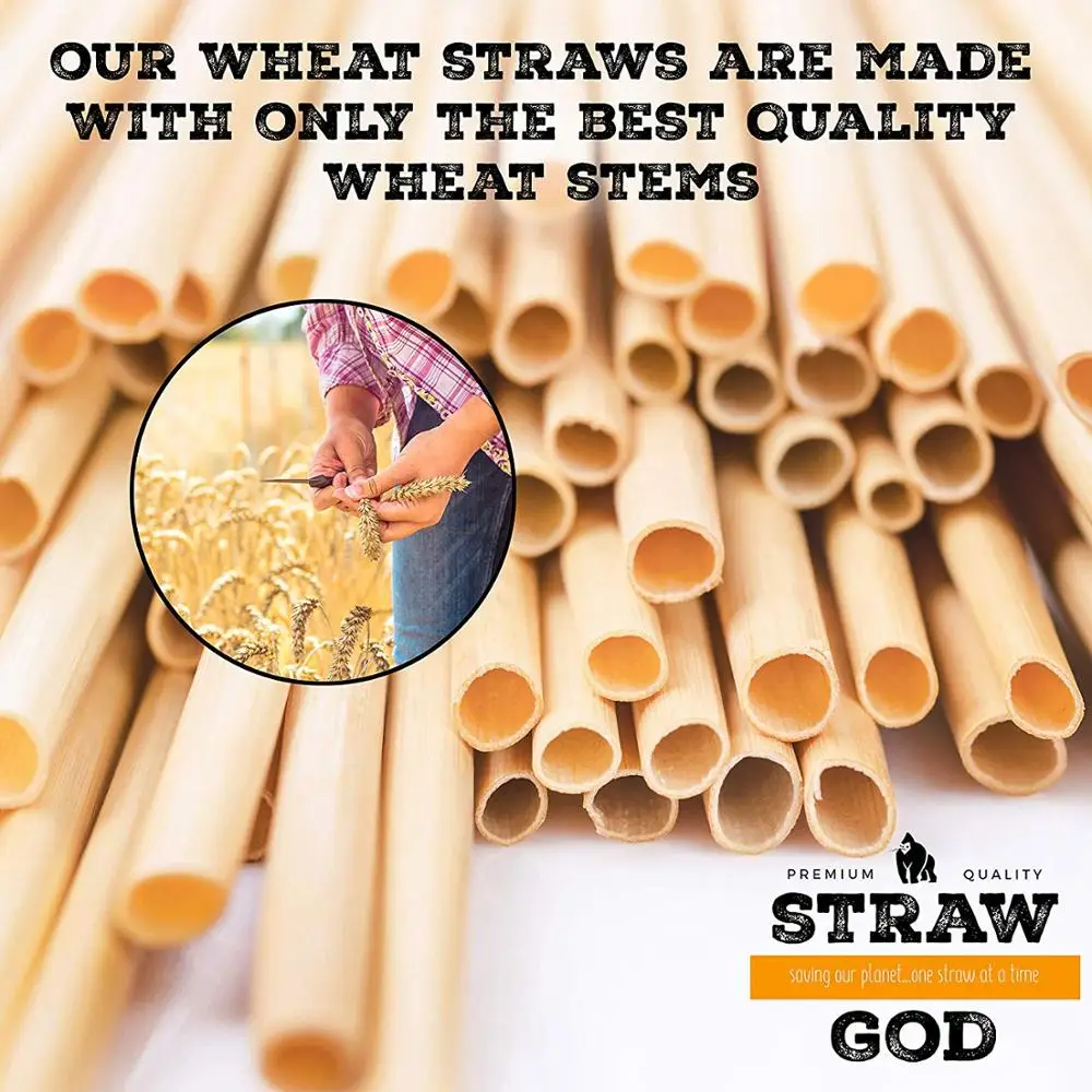 Disposable Plastic Straws Disposable Paper Straws 100pcs 20cm Disposable Wheat Straws Eco-Friendly Natural for Drinkware Bar