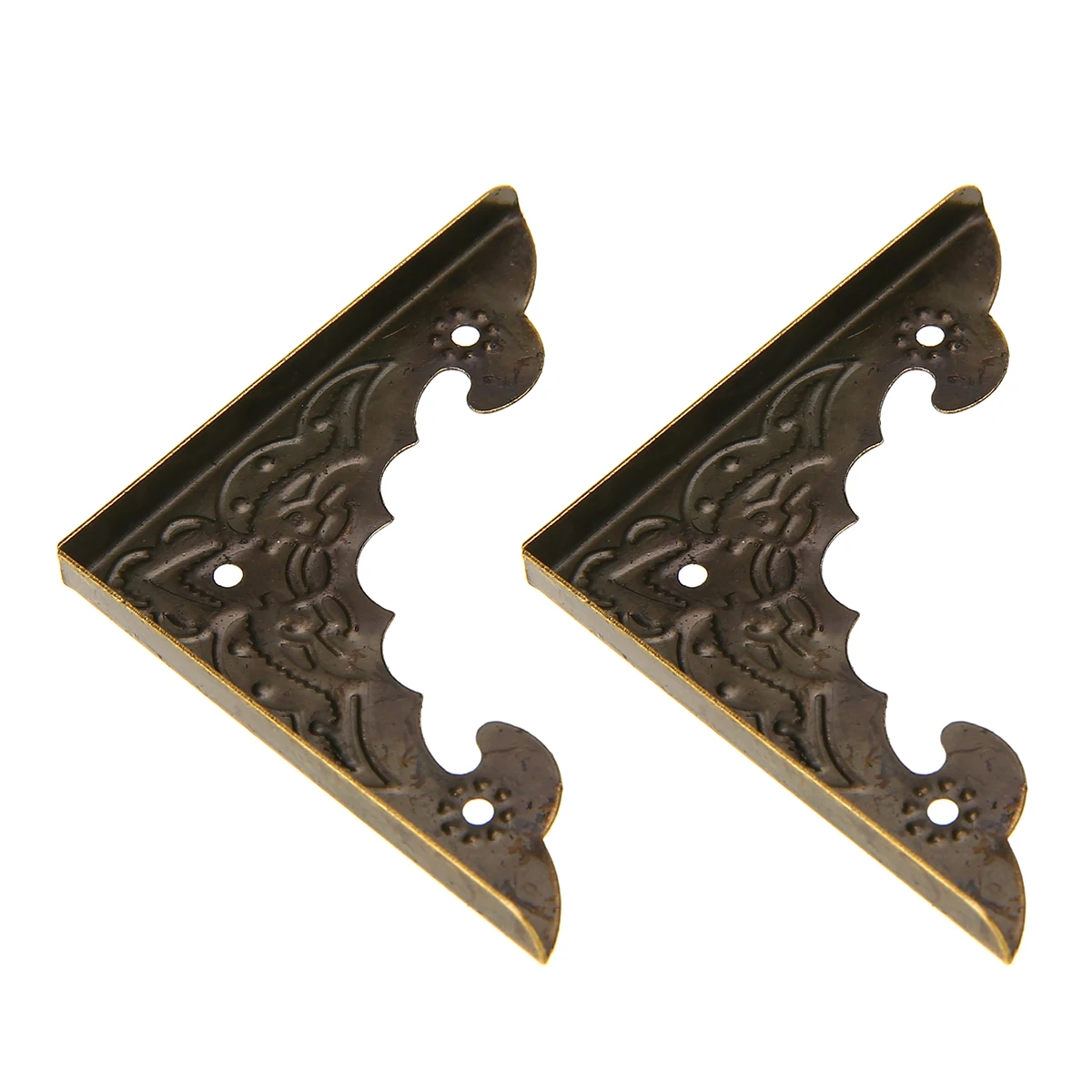 12Pcs Decorative Bat Shape Wood Case Corner Protector Antique Brass Jewelry Gift Box Corner Foot Metal Guard Corners with Screws