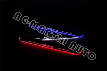 

White red blue LED moving welcome pedal strip threshold door sill protective pedal door scuff plates for Ford Focus 2009+