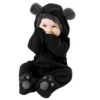 Cute Footies Newborn Clothes Baby Girl Boy Fuzzy Hooded Romper Winter Warm Baby Long Sleeve Bear Ears Zipper Jumpsuit 0-24M 1