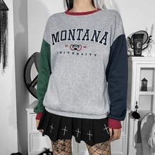 

Gothic Dark Academia Graphic Print Round Neck Knitted Pullover Long Sleeved Women Hoodie Casual Street Top Winter Sweatshirt